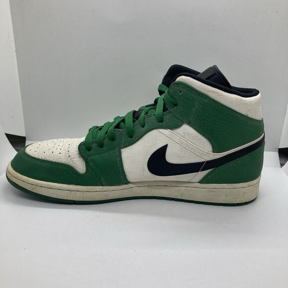 Air Jordan Mid Pine Green White Mens 13 Shoes Sneakers